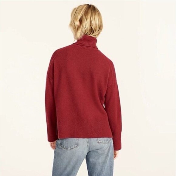 J Crew Womens Supersoft Sweater Sz Medium Burgundy Turtleneck Alpaca Wool Blend - Picture 2 of 10